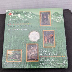 1996 Canada 50 cent Little Wild Ones Sterling Silver Coin - Cougar Kittens NEW